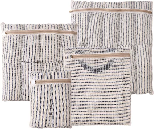 Miniatura 7 de HEAVYWOOD Bolsa de malla de algodón de 4 piezas, bolsa de lavado orgánico para lavadora, bolsas de lencería para lavar prendas delicadas
