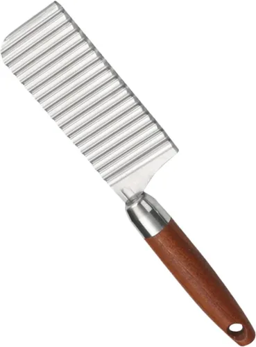 SHINEOFI Cortador de patatas arrugadas de acero inoxidable, hoja ondulada, picador de papas fritas francesas para verduras, zanahorias y papas