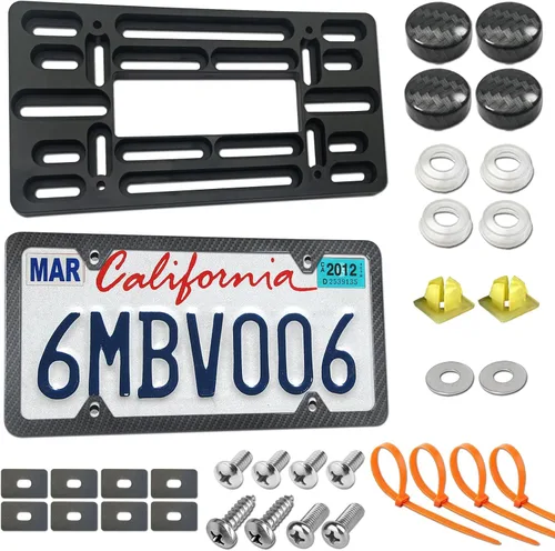 Miniatura 10 de ZXFOOG Kit de montaje de placa de matrícula delantera - Soporte de parachoques para placa de matrícula y marco de etiqueta de aluminio negro mate