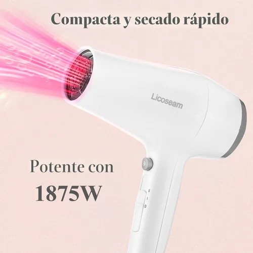 Miniatura 6 de Secador de pelo compacto 1875W con difusor y concentrador, color blanco Tamaño compacto con difusor para realzar rizos u ondas naturales.