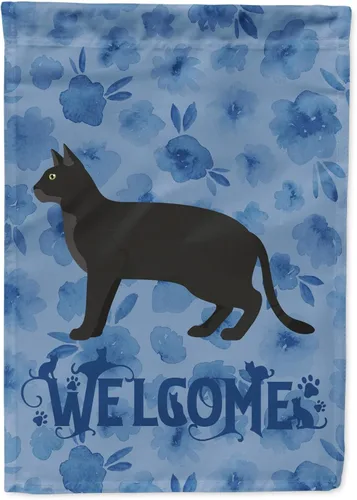 Miniatura 287 de Caroline's Treasures CK4813CHF - Bandera de bienvenida con gato abisinio azul, manga grande, para porche, para colgar en la pared, poliéster