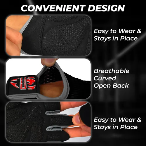 Miniatura 19 de Guantes de entrenamiento FIGHTSENSE para hombres y mujeres, guantes de levantamiento de pesas con palma acolchada de silicona antideslizante