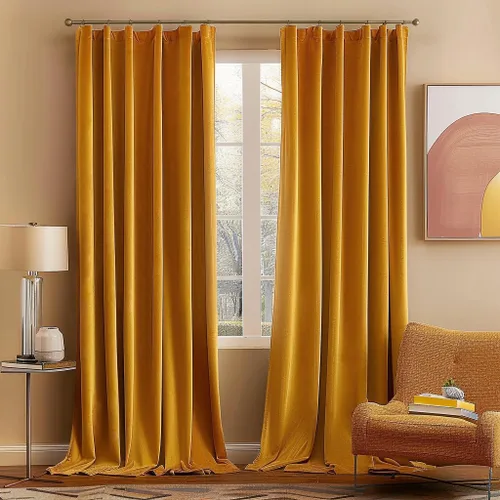 Miniatura 36 de MIULEE Cortinas de terciopelo de 84 pulgadas de largo, juego de 2 paneles para dormitorio, con pestaña trasera plisada, de lujo, aislamiento