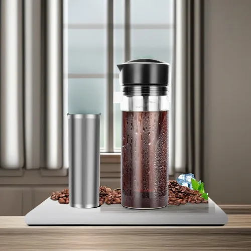 Miniatura 5 de YMMIND Cafetera de café frío de 25 onzas con capacidad para 4 tazas, cafetera helada, jarra de vidrio de borosilicato resistente al calor frío