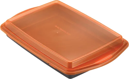 Miniatura 3 de Rachael Ray Utensilios para hornear, molde antiadherente para hornear / pasteles con tapa y agarres, rectangular, 9 x 13 pulgadas, gris Gris
