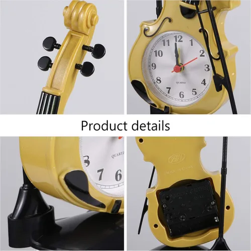 Miniatura 3 de BESPORTBLE Reloj despertador de violín electrónico con forma de violín para dormitorio, sala de estar, hogar D Cor y decoración de mesa de oficina