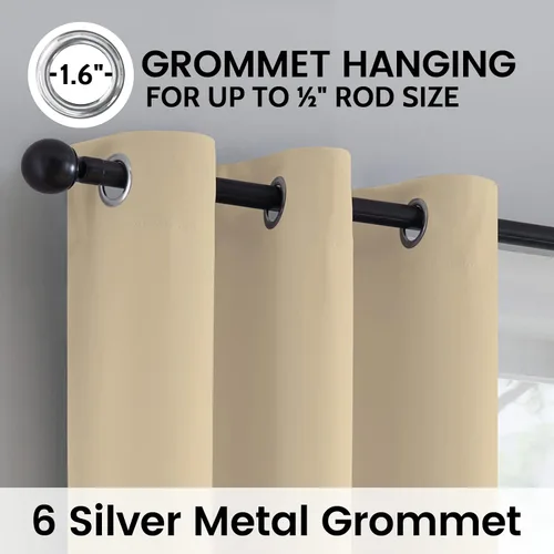 Miniatura 6 de SimpleHome - Cortinas opacas 100% para recámara, cortinas de ventana con ojales beige, con aislamiento térmico, cortinas de oscurecimiento