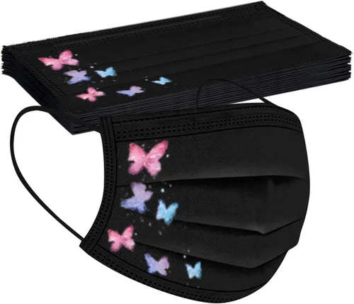 Miniatura 6 de JINF ATRISE - 50 cubrebocas desechables con estampado de mariposas para adultos a la moda reutilizable para exteriores ciclismo a prueba de polvo