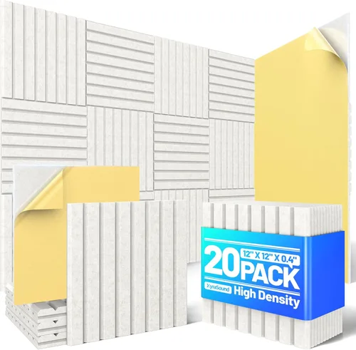 Miniatura 13 de Paquete de 12 paneles de espuma a prueba de sonido para paredes, paneles acústicos con listones autoadhesivos de 12 x 12 x 0.4 pulgadas, panel