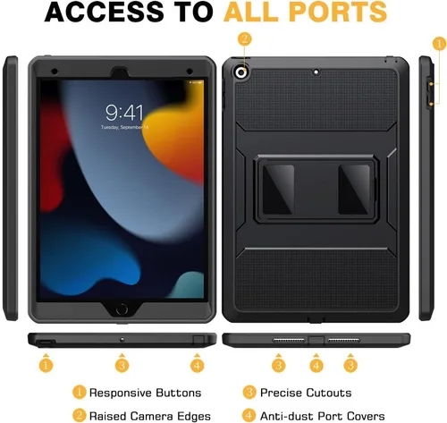 Miniatura 7 de MoKo Funda para iPad de 10.2 Pulgadas iPad 9ª Generación 2021/ iPad 8ª Generación 2020/ iPad 7ª Generación 2019, [Servicio Pesado] A Prueba