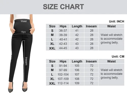 Miniatura 6 de fitglam Pantalones de maternidad para mujer, para el trabajo, pantalones de embarazo, pantalones de oficina sobre el vientre, pantalones elásticos