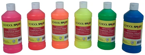 Miniatura 2 de School Smart Juego de pintura de témpera lavable, colores fluorescentes surtidos, juego de 6 pintas