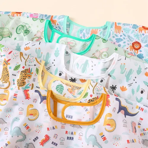 Miniatura 6 de Baberos de manga larga HaimoBurg, paquete de 5, baberos ligeros impermeables para bebés y niños pequeños de 6 a 30 meses