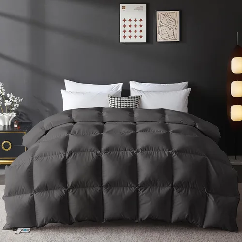 Miniatura 11 de L LOVSOUL Edredón de fibra de plumón de ganso tamaño Queen, 100% algodón orgánico, 1200 TC, 750 + potencia de relleno, colección de hotel, edredones