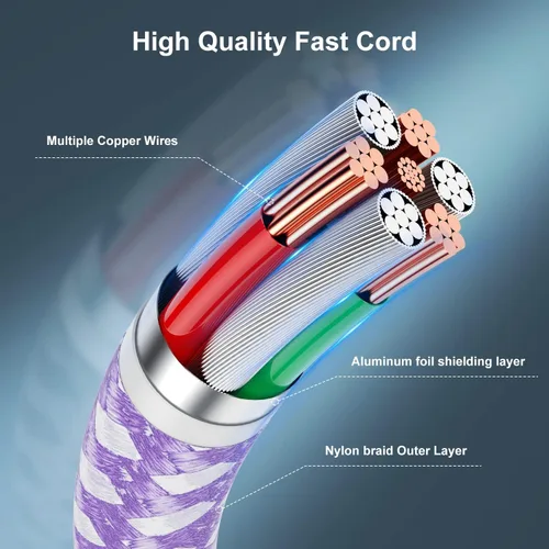 Miniatura 4 de Essri 3 cables de carga cortos de 1 pie para iPhone, con certificación MFi, cables Lightning fuertes de nailon trenzado, carga rápida USB para Azul