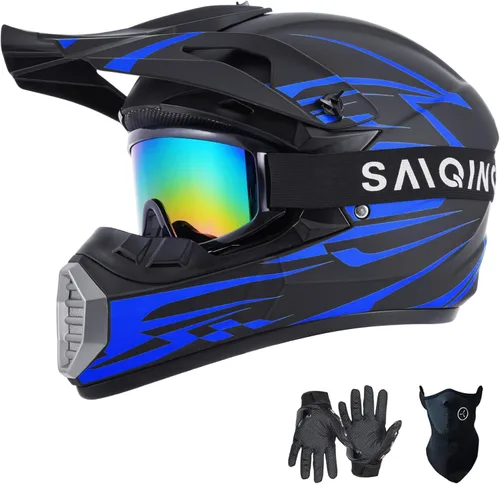 Miniatura 11 de SanQing - Casco de motocross para jóvenes y niños, casco integral para motocicleta de cara completa para bicicleta de tierra ATV cuatrimoto MX