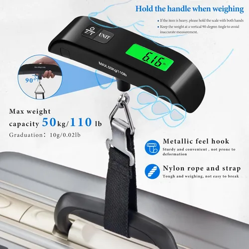 Miniatura 4 de Báscula de equipaje, báscula de equipaje de 110 libras con funciones de conmutación de 4 unidades y pantalla LED, báscula de equipaje digital