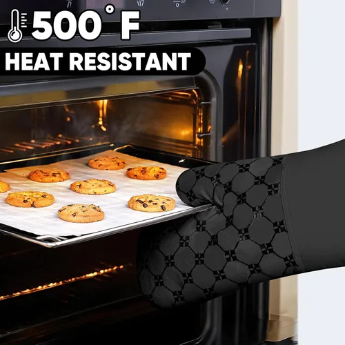 Miniatura 4 de Manoplas de Horno Toallas de Cocina Paños de Cocina con Soportes para Ollas Juego de 12 Piezas, Juego de Toallas de Cocina, Guantes de Horno Negro