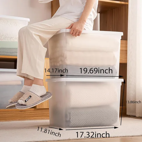Miniatura 2 de Contenedores de almacenamiento de plástico apilables con tapas, contenedor para organizar zapatos y manualidades en estantes de armario, garaje