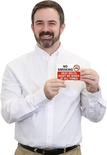Miniatura 3 de SmartSign - U1-1097-ND_5x3.5 No fumar - Los cinturones de seguridad deben usarse en todo momento etiquetados por Vinilo laminado de 3.5 x 5