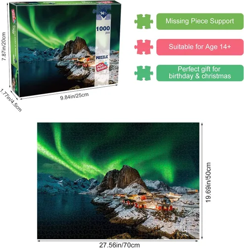Miniatura 2 de Rompecabezas de 1000 piezas, rompecabezas de 1000 piezas, rompecabezas desafiante, Northern Lights en Noruega