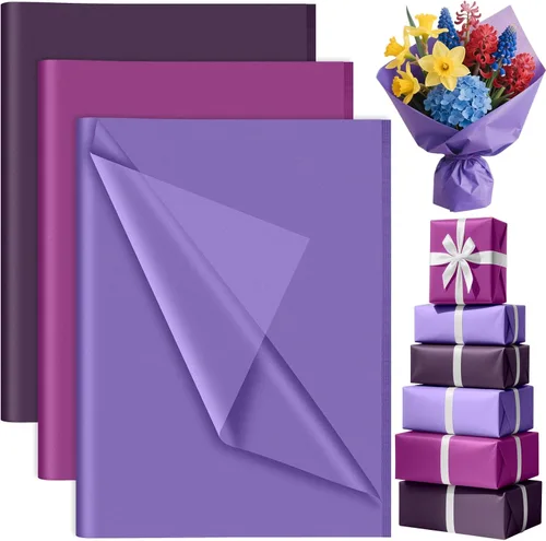 Miniatura 10 de PLULON 90 hojas de papel de seda rosa para bolsas de regalo, papel de regalo de colores a granel para manualidades, embalaje de cumpleaños, baby