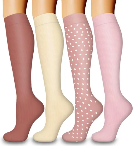 Miniatura 33 de Laite Hebe 4 pares de calcetines de compresión para mujeres y hombres, el mejor apoyo para enfermeras, correr, atletismo
