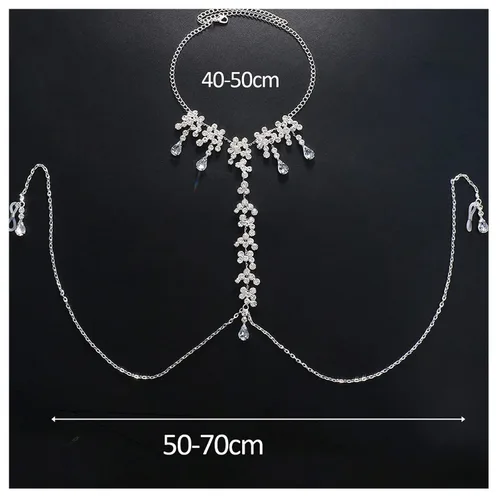 Miniatura 8 de Sujetador de diamantes de imitación, cadena de pezón, cadena de cristal en el pecho, lencería sexy, joyería de pezón, joyería de cuerpo rave