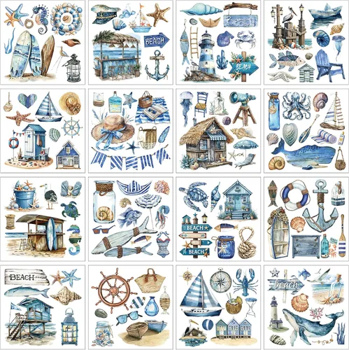 Miniatura 10 de Transferencias Rub on de Pascua para Manualidades - 12 Hojas de Calcomanías de Transferencias Vintage de Muebles de Pascua, Diseños de Huevo Conejo