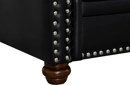 Miniatura 7 de YOPTO Sofá modular para sala de estar con espacio de almacenamiento, sofá biplaza de tela de piel sintética con decoración de uñas plateadas y cojín