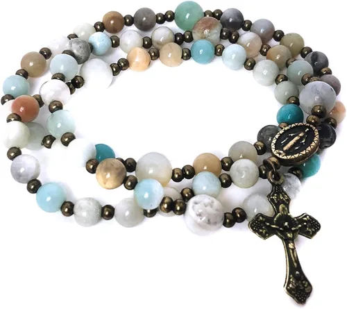 Miniatura 6 de Catholic Heirlooms Rosario y Rosario de Piedra Tiendaita Jesucristo - Pulsera Rosario y Medalla Milagrosa - Rosario Católico - Rosarios Católicos
