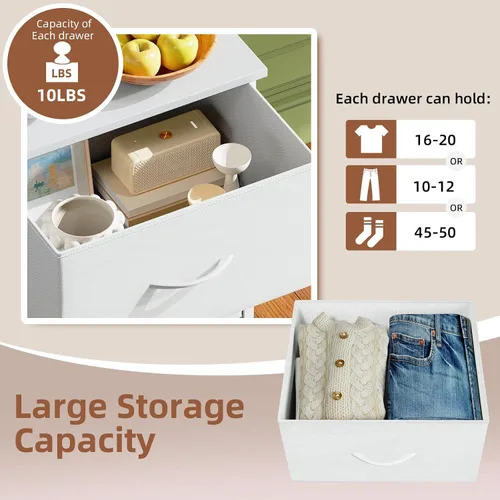 Miniatura 5 de Somdot - Buró, cajonera de 3 cajones para dormitorio, buró, mesa auxiliar con canastas de tela para dormitorio, guardería, clóset, dormitorio, sala