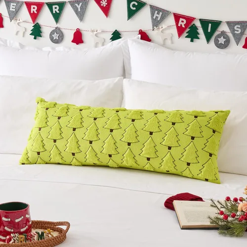 Miniatura 36 de Kevin Textile - Fundas de almohada con diseño de árbol de Navidad de 16 x 16 pulgadas, juego de 2, bordado de lujo, felpa suave, piel sintética