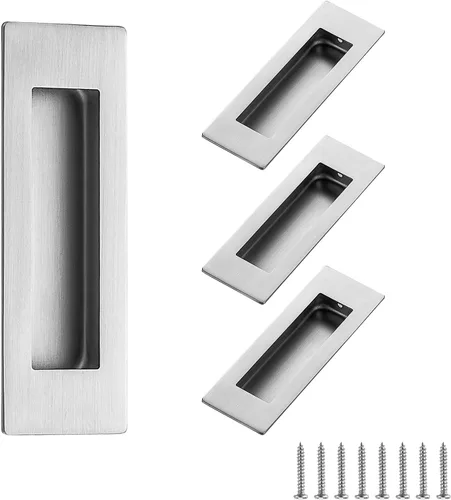Miniatura 20 de Ravinte 1 paquete de manijas de puerta corredera de armario negro con tiradores negros empotrados de 4.72 pulgadas de largo, tiradores de dedo