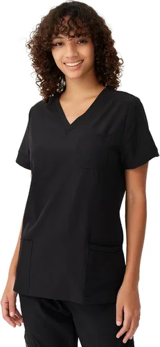 floralhue Uniformes médicos para mujeres, blusas de uniforme médico suaves con cuello en V, uniforme médico elástico con 4 bolsillos, transpirable y