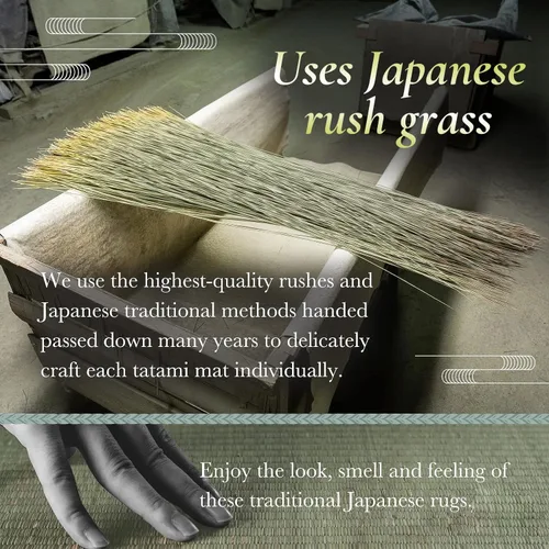 Miniatura 4 de FULI Colchón de tatami japonés, tapete Igusa (100% hierba japonesa Rush) se pliega en tres, fabricado en Japón (natural, Full XL)