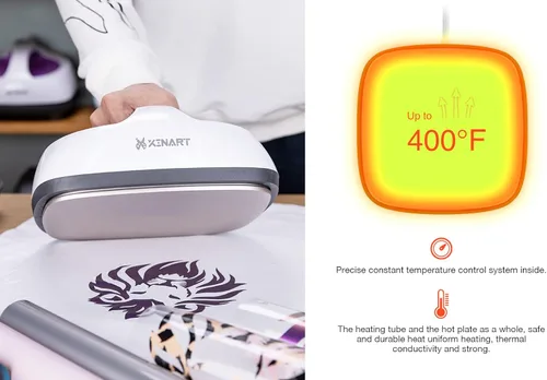 Miniatura 5 de Xinart Máquina de prensa de calor para camisetas, máquina de prensa de calor portátil de calor uniforme rápido de 9 x 9 pulgadas
