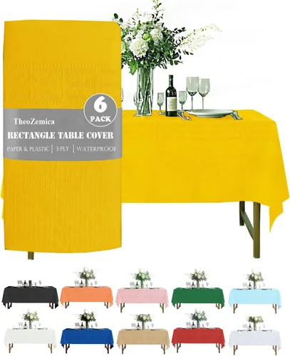 Miniatura 22 de Black Disposable Paper Tablecloth for Rectangle Tables 4 Pack, 54×108 Inch Waterproof 2 Ply Paper with Plastic Backing, Party Table Cover for