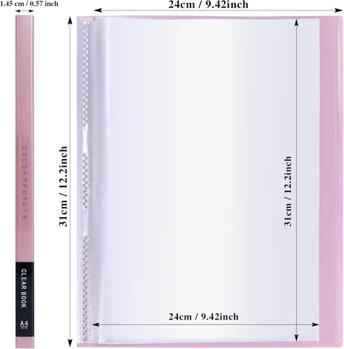 Miniatura 2 de Paquete de 4 carpetas con fundas de plástico, libro de presentación de 20 bolsillos con protectores de hojas, 40 páginas de papel de 8.5 x 11.8