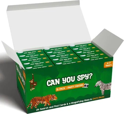 Miniatura 9 de Skillmatics Recuerdos de fiesta (Paquete de 15) - ¿Puedes espiar animales? Juego de cartas de buscar y encontrar para niños, juguete de bolsa