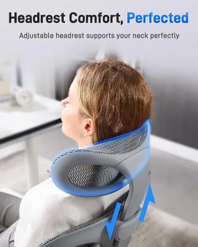 Miniatura 8 de amseatec Silla ergonómica de escritorio de oficina, cómoda silla de juegos para computadora, respaldo y asiento de malla transpirable, reposabrazos