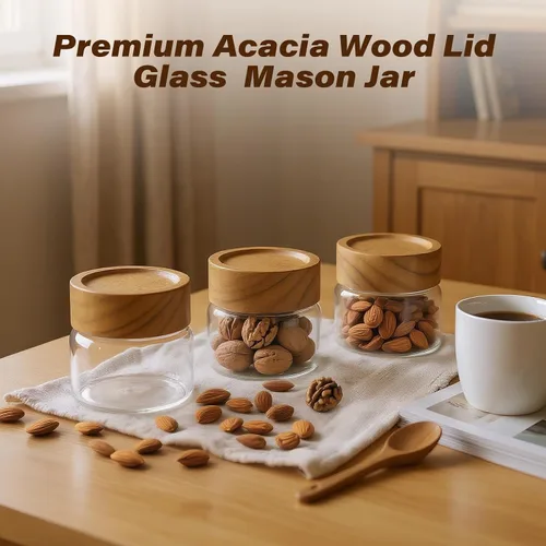 Miniatura 7 de Paquete de 6 Recipientes de Vidrio Herméticos Apilables de 4 oz con Tapas de Acacia - Frascos Mason Pequeños para Avena Nocturna, Almacenamiento