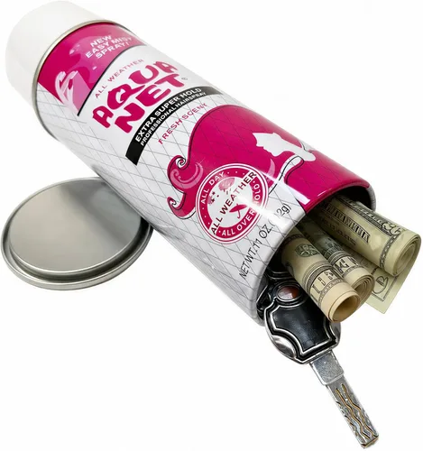 Aquanet Spray Diversion Safe Stash Can con bolsa a prueba de olores de grado alimenticio con compartimento oculto para llaves, dinero en efectivo y