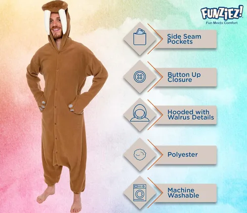 Miniatura 4 de FUNZIEZ - Disfraz de Halloween para adultos de animales y criaturas marinas mameluco de felpa para adultos mujeres y hombres