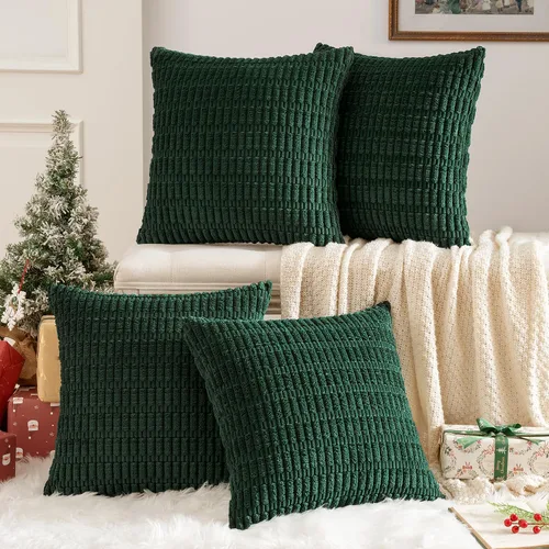 Miniatura 8 de MIULEE Juego de 4 fundas de almohada decorativas de pana estilo bohemio de primavera de 18 x 18 pulgadas para sofá, sala de estar, sofá y cama