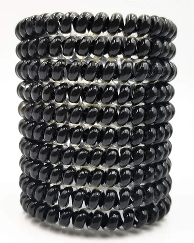 Miniatura 10 de 15 lazos para el cabello en espiral, sin pliegues, cable de teléfono, bobinas de plástico para el cabello en blanco