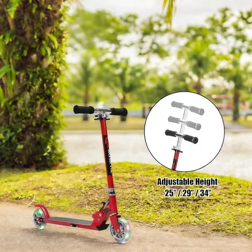 Miniatura 3 de Goplus Patinete plegable para niños, scooter de 2 ruedas con aluminio de lujo, freno de guardabarros trasero, altura ajustable, scooter deportivo