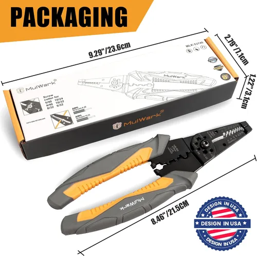 Miniatura 7 de MulWark Pelacables automático autoajustable 3 en 1, cortador/engarzador, alicates múltiples de 8 pulgadas para pelar cables eléctricos, corte