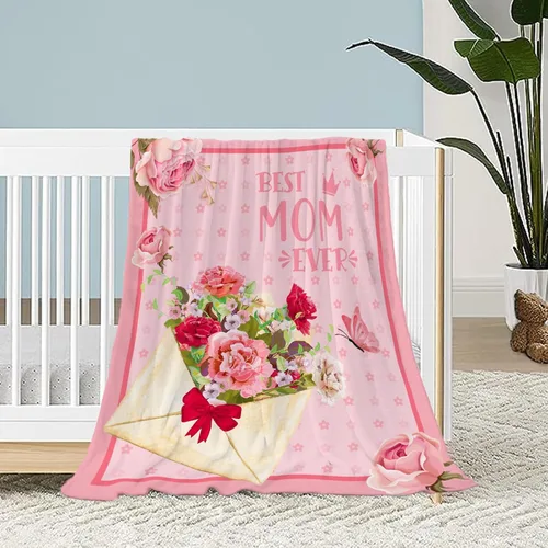 Miniatura 20 de Manta de regalo para el día de la madre, de hija, hijo, cumpleaños, San Valentín, para mamá, abuela, mujeres, Love You Best Mom Ever, suave, sofá