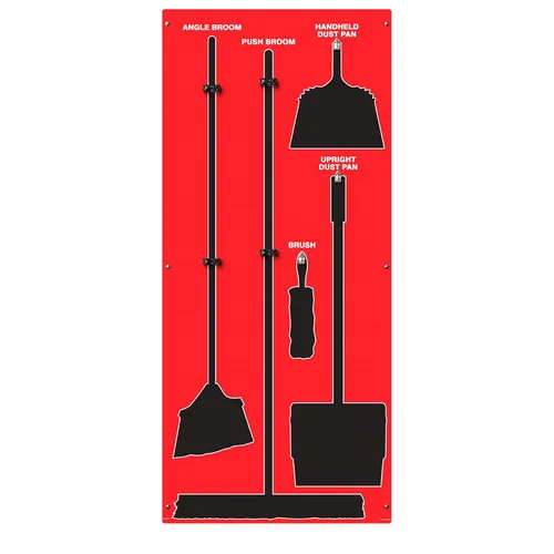 Miniatura 7 de Clean & Sweep 5S - Soporte para escoba de montaje en pared, tablero de 68 x 30 pulgadas, estación de limpieza 5S, solo tablero, herramientas se